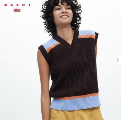 Uniqlo V Neck Wool Vest UNIQLO MARNI POPCORN KNITTED V
