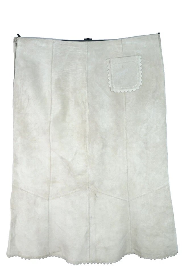 Falda caqui con defecto KAREN KANE de gamuza de cuero genuino línea A talla 14 Foto 2 de 4