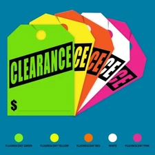 50 Pack Jumbo Car Dealer "Clearance" Hang Tags You Choose Color