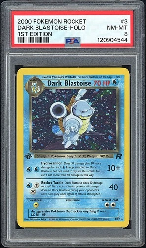 DARK BLASTOISE 2000 Pokemon Team Rocket 1st Edition Holo #3 - PSA 8