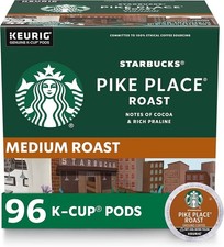 Starbucks Pike Place K-Cups, Medium Roast 96 Pods 4 Boxes One Day Free Delivery