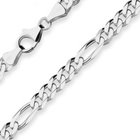 5,7Mm Armband Figarokette Diamantiert Armschmuck Aus 925 Silber Rhodiniert 19Cm