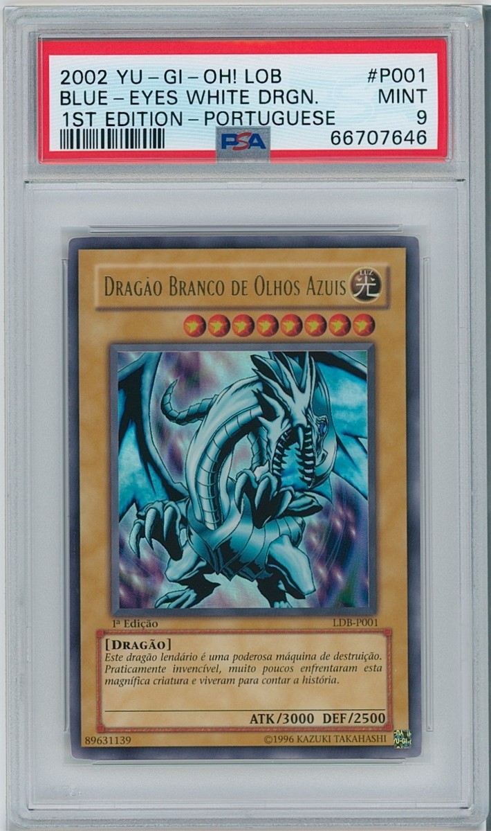 PSA 9 Blue-Eyes White Dragon LDB-P001 1st Edition Portuguese (LOB