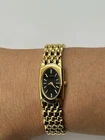 Vintage 1994 Seiko Ladies Oval Gold Tone Watch Black Dial 1N00-6E10 Working