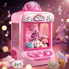 Unicorn Mini Claw Machine for Kids - Candy Vending Toy with 20 Medium, Rose