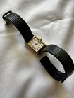 Vintage Seiko Quartz Women’s Gold Tone Watch Black Leather