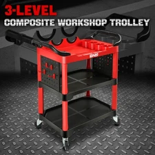 260lbs. 3-Level Heavy Duty Composite PP Warehouse Garage Office Rolling Trolley