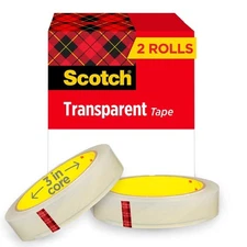 Scotch Transparent Glossy Finish Tape, 3/4 x 2592 Inches, 3 Inch Core, 2 Roll...