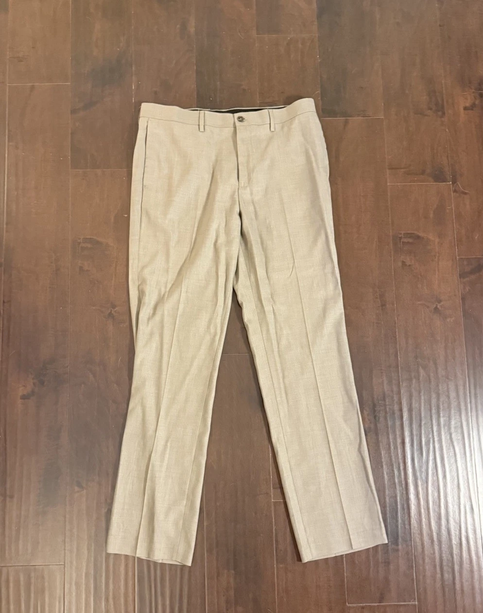 Van Heusen Studio 36x34 Tan Dress Pants Mens Flat Front Straight Leg