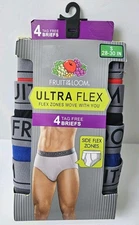 Men's Fruit of The Loom Ultra Flex Tag free briefs sz Small 4 pack