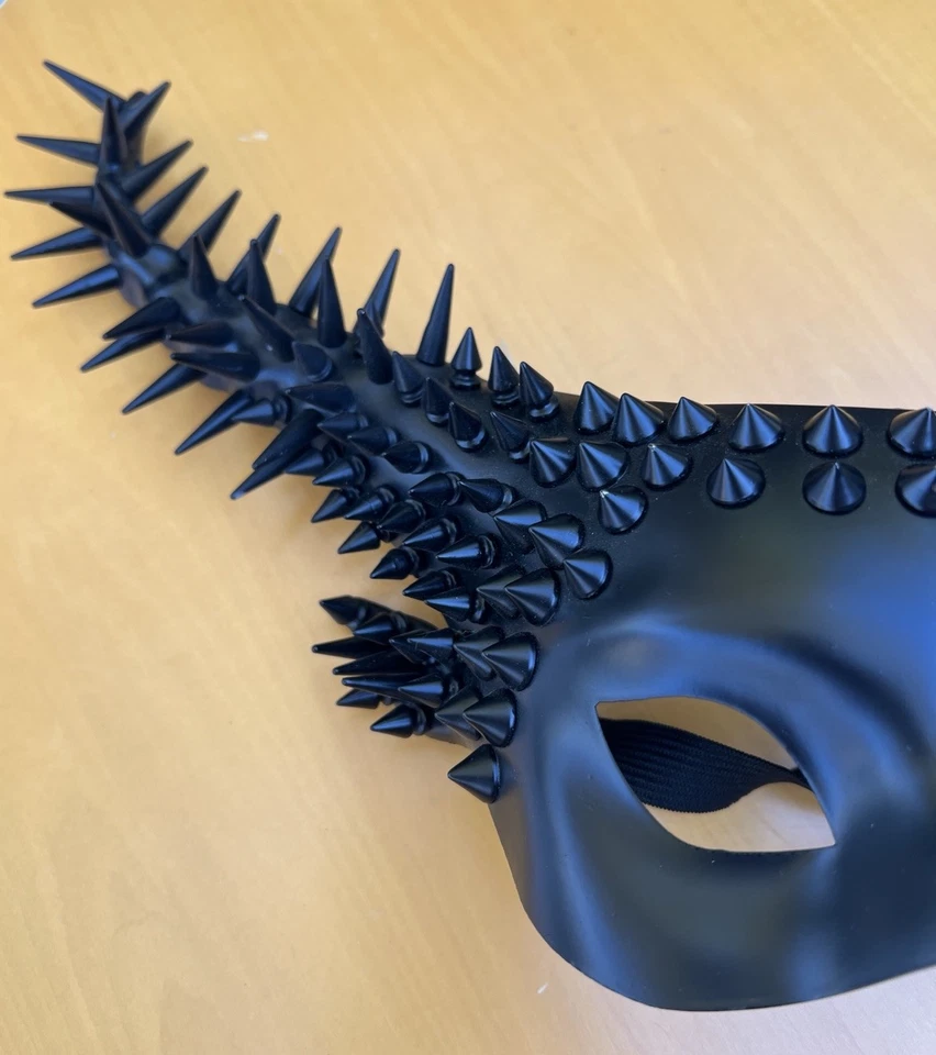 Krampus Black Cosplay Spikes Long Horn Devil Halloween Masquerade Mask READ - Image 2 of 4
