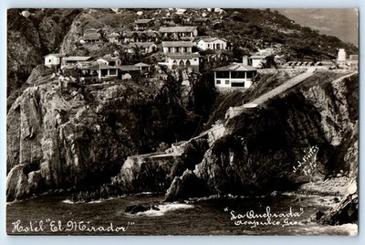 Acapulco Mexico Postcard Hotel El Mirador La Quebrada JJ Pintos c1910 RPPC Photo