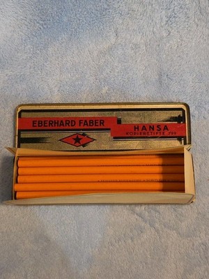 VINTAGE Box Of 11 Unused Eberhard Faber Hansa Kopierstifte 799 Pensils. Orig Tin