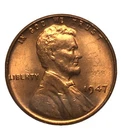 1947-P Lincoln Wheat Cent Penny GEM RED BU