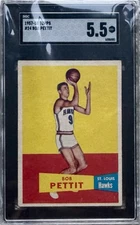 1957 TOPPS BOB PETTIT RC SGC 5.5 CLEAN