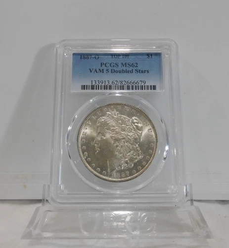 TOP 100!  1887-O  Morgan "VAM-5, Doubled Stars" Silver Dollar, PCGS MS-62!