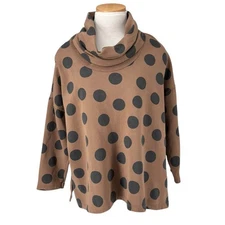 Lands Downunder Polka Dot Sweatshirt Top Boxy Cowlneck Lagenlook Modern Small