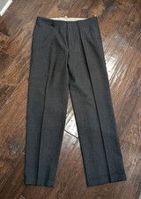 Vintage 80S Chaps By Ralph Lauren Made In USA Charcoal Wool Dress Pants 34x32