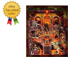 Book Nook Kit - DIY 3D Wooden Puzzle Miniature House with LED Lights - Creati...