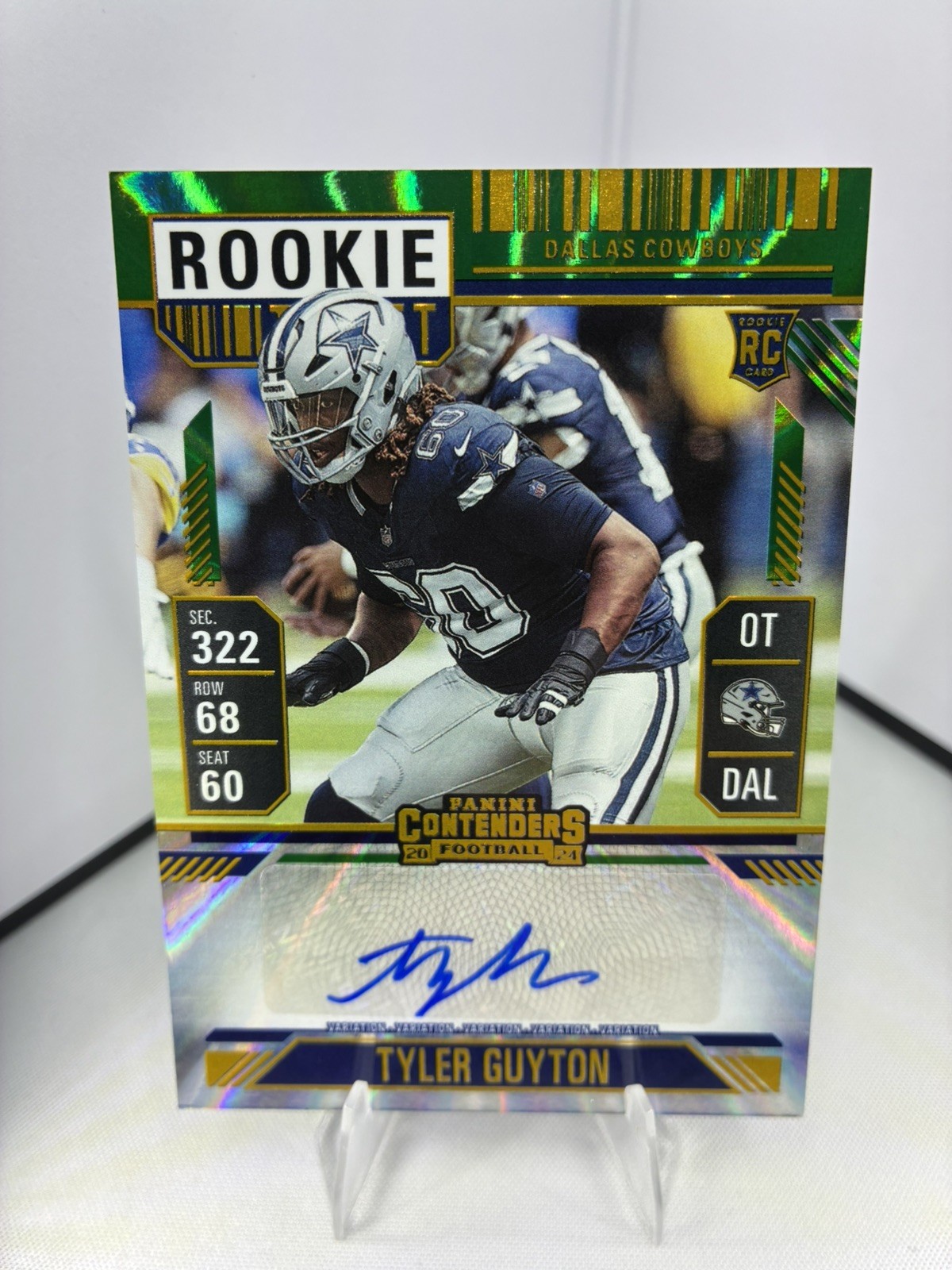 Tyler Guyton Panini Contenders #169 Variation-Autograph-Opening Kickoff Ticket