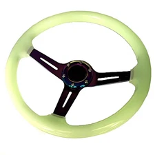 6-Holes 350mm Deep Dish VIP Clear Crystal Bubble Neo Chrome Spoke Steering Wheel