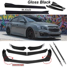 Front Bumper Lip Spoiler Splitter 86.6" Side Skirt Rear For Chevrolet Cruze