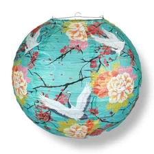 Quasimoon 14" Crane and Cherry Blossom Premium Paper Lantern by PaperLanternS...