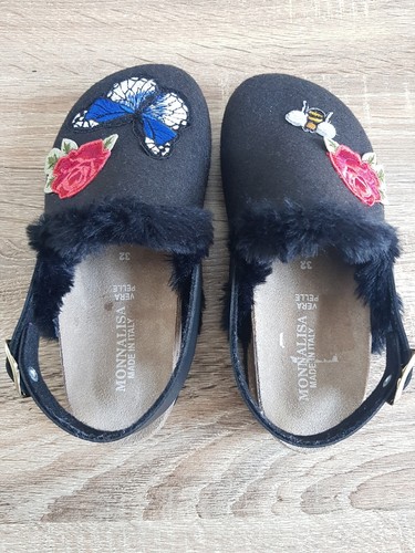 Monnalisa Felt Clogs Mules UK1 EUR32 Sliders New - Picture 5 of 6