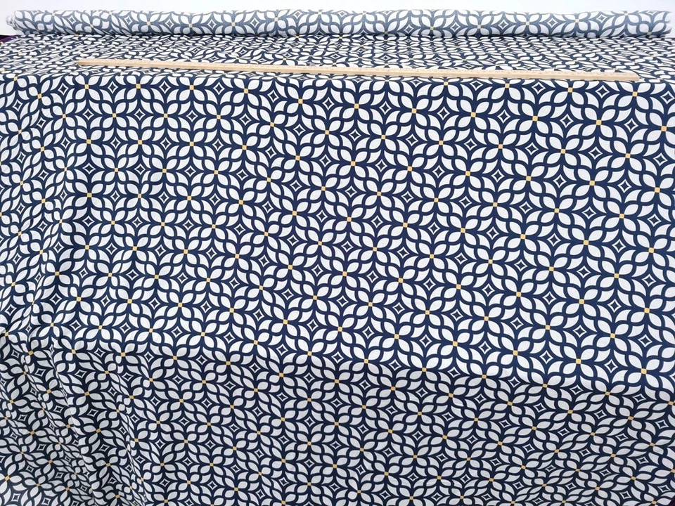 1 Meter X 1.4 Meter Navy White Retro Viscose Fabric Soft Sewing Material Rayon - Bild 4 von 4