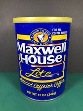 Vintage Maxwell House  12oz Coffee Can With Lid  Lite Reduced Caffeine  Empty