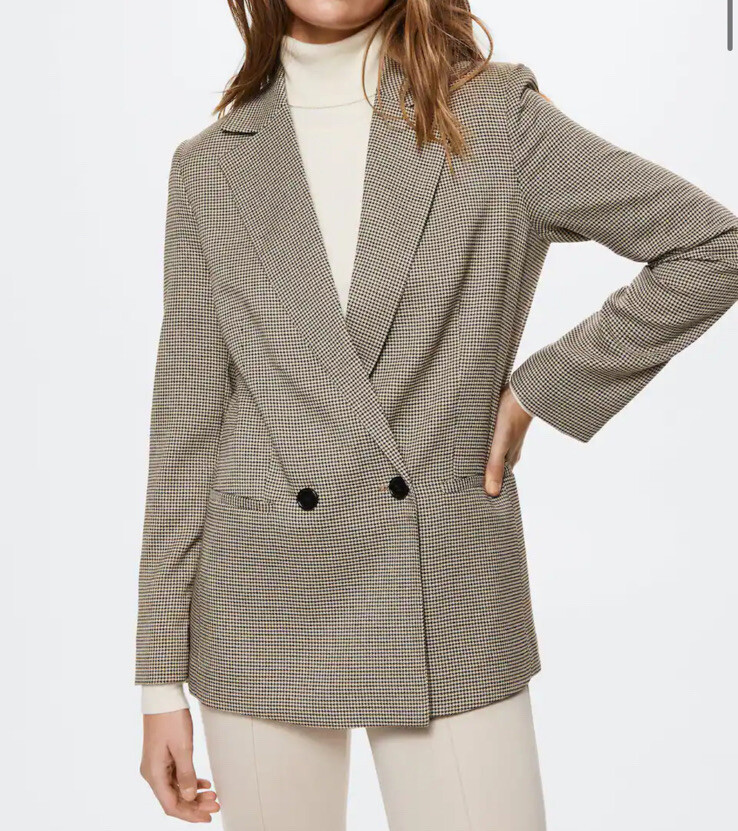 NWT Mango MNG Houndstooth wool-blend blazer Size XS Medium