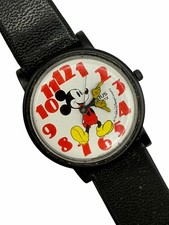 Vintage Disney Mickey Mouse Watch Large Head Red Numerals Lorus