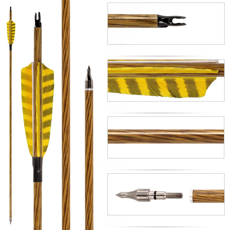 6/12pcs 31" Carbon Arrows SP500 Feather Compound Recurve Bow Hunting Target - Image 3 of 4