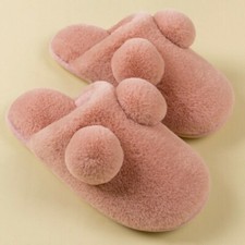 Women's Faux Fur Cotton Slippers Winter Warm Non-slip Household Floor Solid SPW