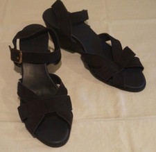 NEW ARCHE WOMEN'S DARK NAVY "10"/41 WEDGE SANDAL W GOLD BUCKLE CLOSURE 400