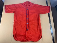 Vintage 20s 30s Cotton Bakelite Button Red Blue Baseball Jersey Uniform Shirt