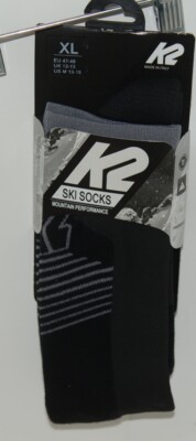 K2 Mountain Performancer Ski Socks 13690 Black Gray Size XL
