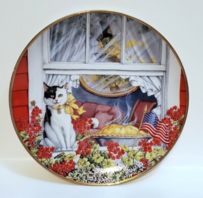 Franklin Mint Home Sweet Home Cat Plate By Maureen Drdak Jensen Fine Porcelain 