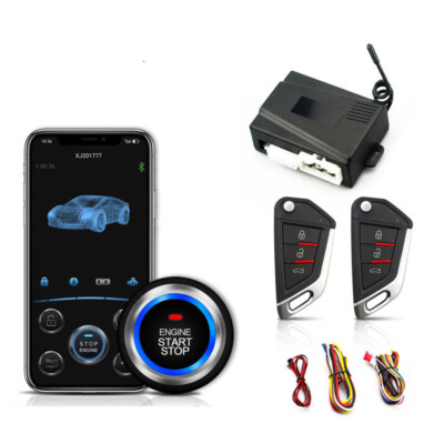 Keyless Entry Engine Start Alarm System Push Button APP Remote Starter 12V