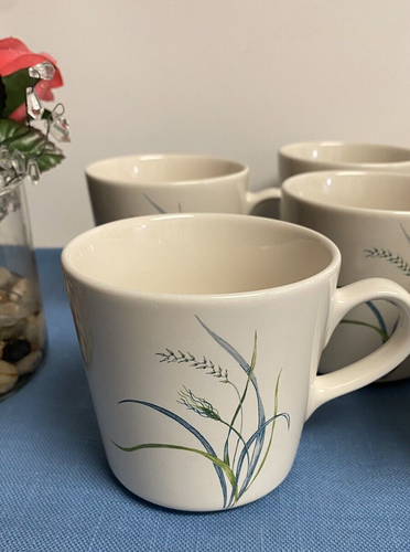 Set of 9 Corelle Coordinates Stoneware Ivory Coffee Tea Mugs Cups Wheat Design - Picture 8 of 8