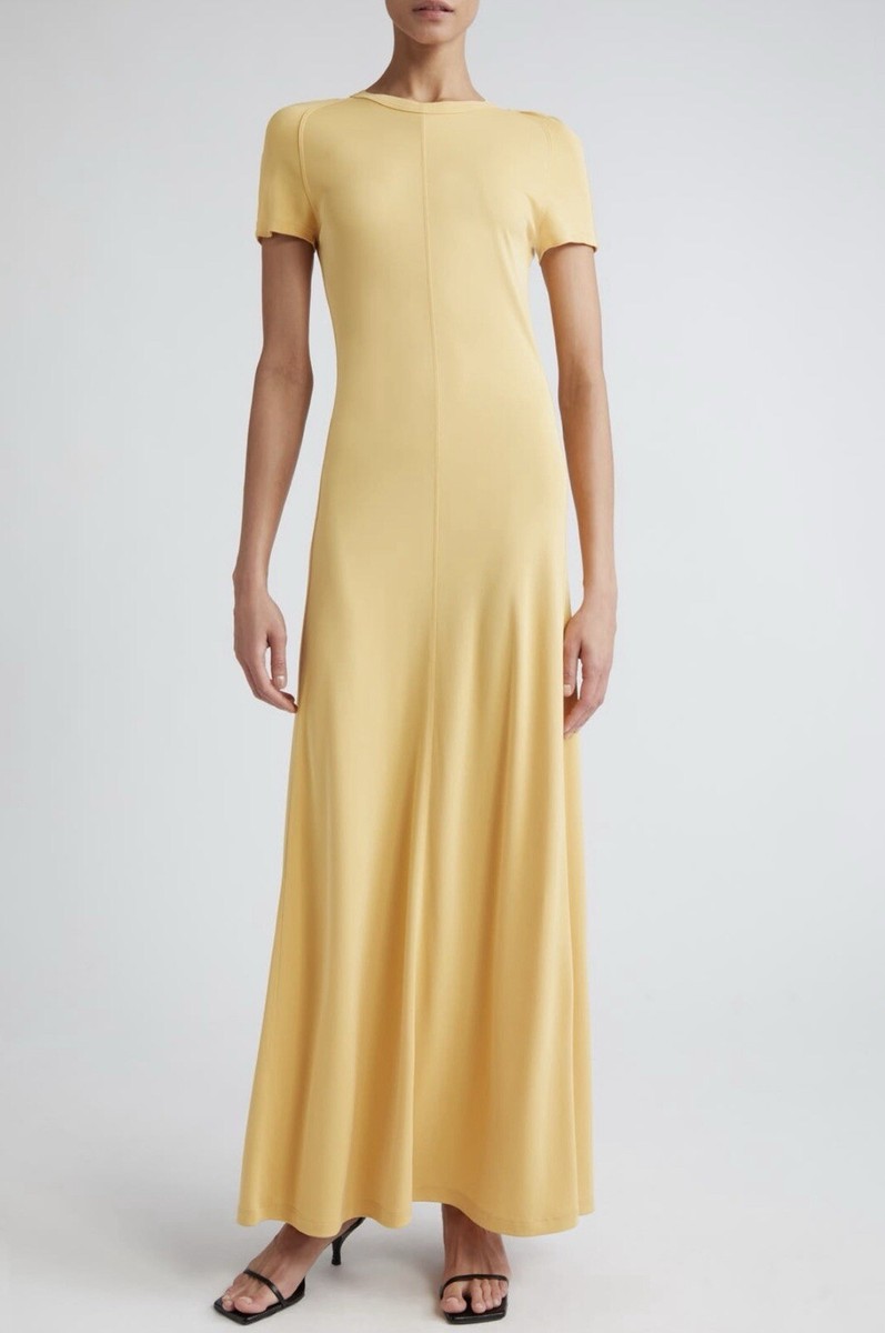 toteme stretch jersey maxi dress - Fluid cornsilk - XXS black and gold wedding dresses