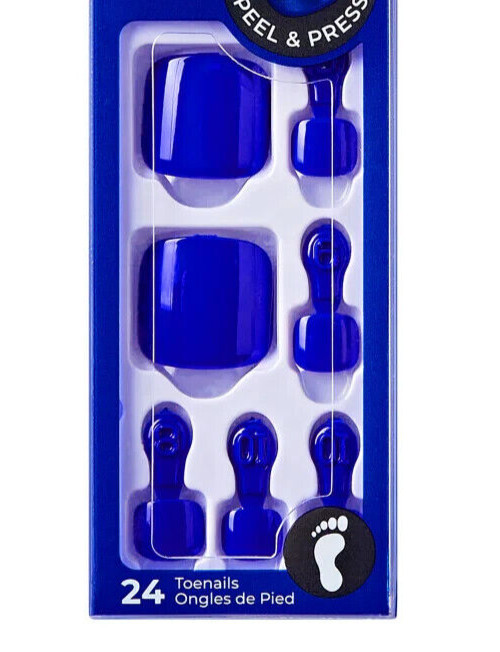 KISS IMPRESS COLOR PRESS ON PEDICURE TOE NAILS ONE STEP PEDICURE GOODIES BLUE