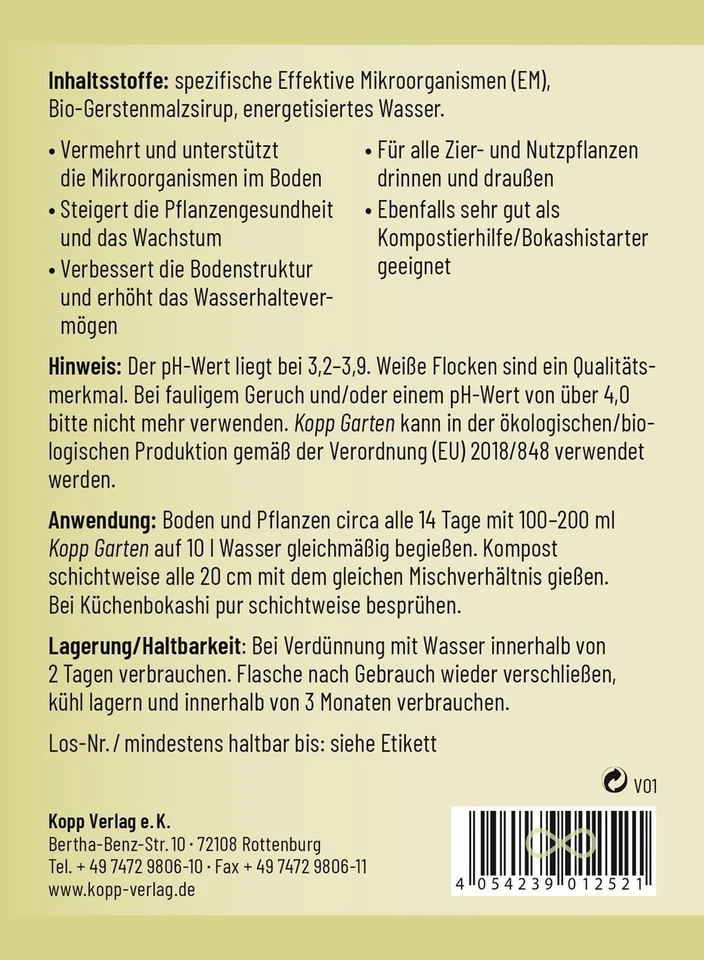 Kopp Garten 5 L Bio Effektive Mikroorganismen (EM) Bodenaktivator für Garten - Bild 4 von 4