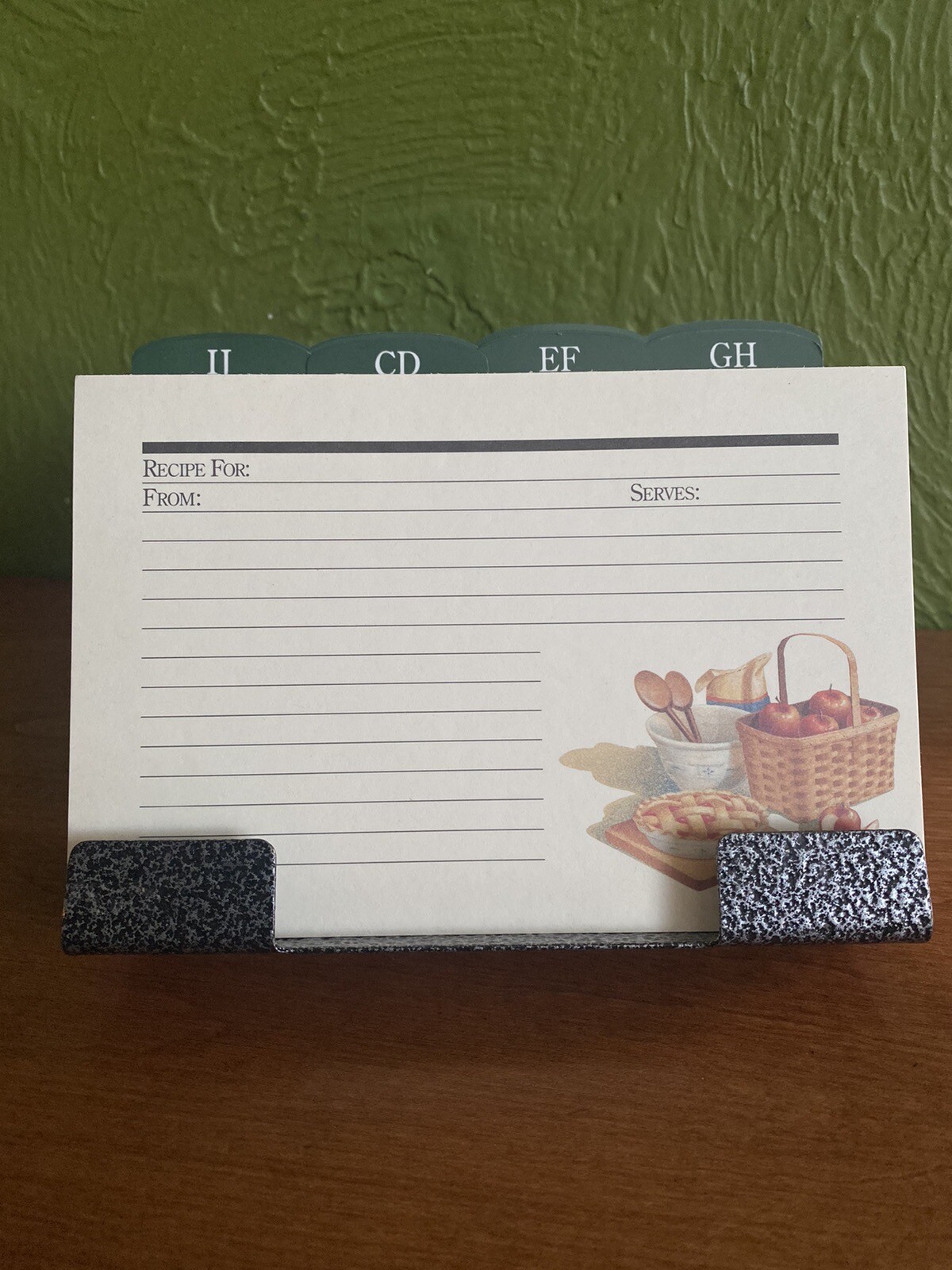 LONGABERGER 4×6 RECIPE CARDS Unused Lined Illustrated Basket + Food