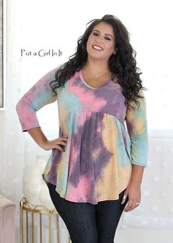 New PLUS SIZE Womens PASTEL TIE DYE 