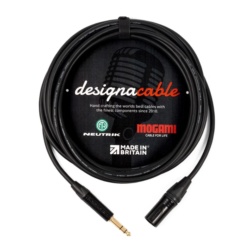 DESIGNACABLE Mogami W2549 'Niedrige Kapazität' Ausbalanciert Kabel Neutrik Gold Trs Jack Sich