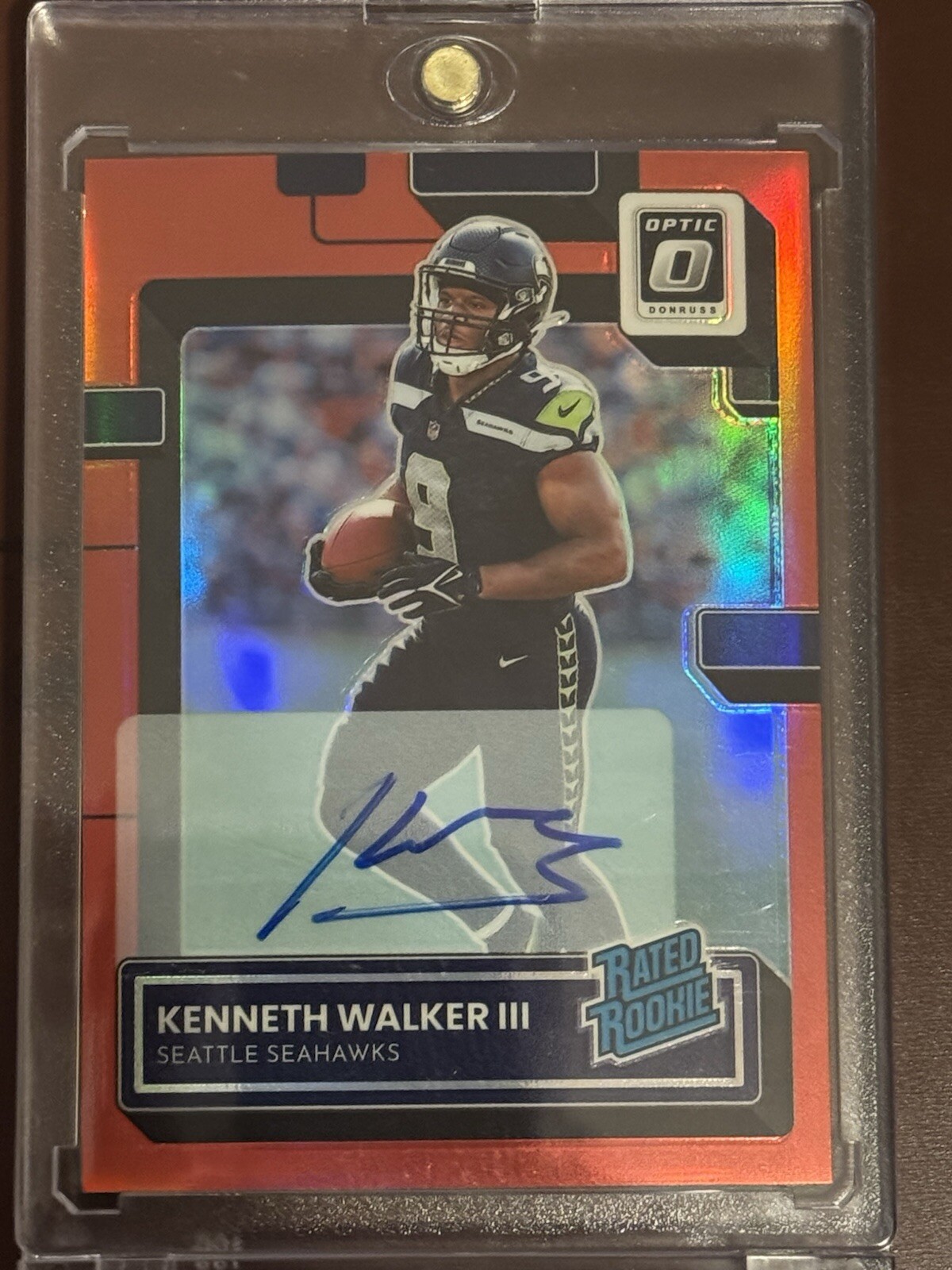 2022 Donruss Optic Rated Rookie Red Kenneth Walker III RC Auto /75 Redemption