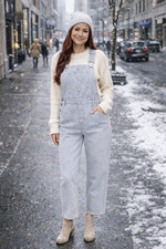 Washed Cotton Twill Overalls w/Pockets