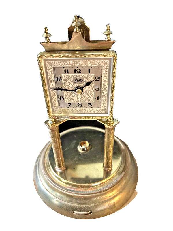 SCHATZ CLOCK GLASS DOME SQUARE FACE GLASS DOME MARCH 1954 GERMANY WAS WORKING