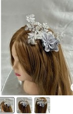 silver flower Fascinator Mother Of Bride Wedding Guest Flower Hairpiece Band Hat